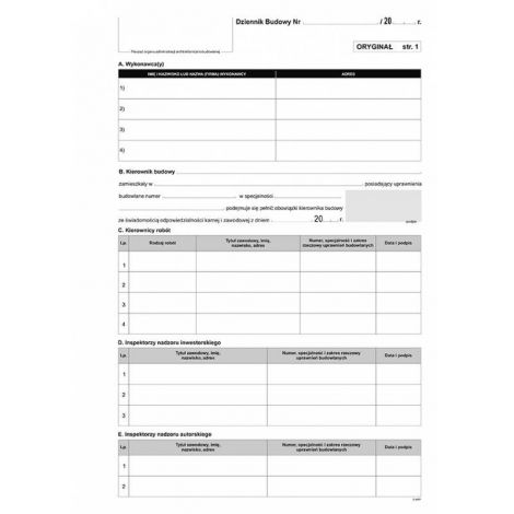 Druk MiP Dziennik budowy/rozbiórki/montażu A4/10 - 2